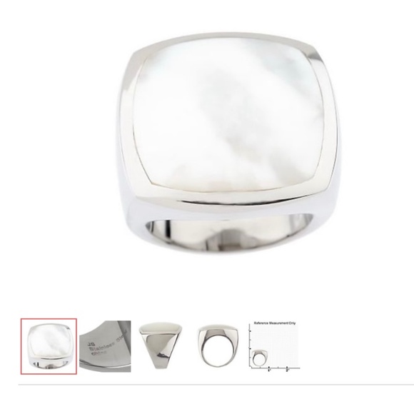 Stainless Steel Bold Square White Mother-of-Pearl Ring/Size 7/NEW! - Picture 3 of 6